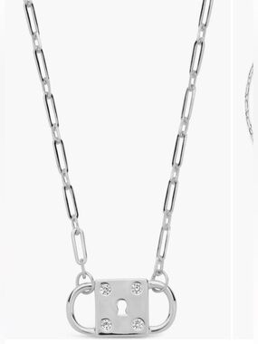 Double Padlock Cubic Zirconia Pendant Necklace 14K Gold Plated Sterling Silver